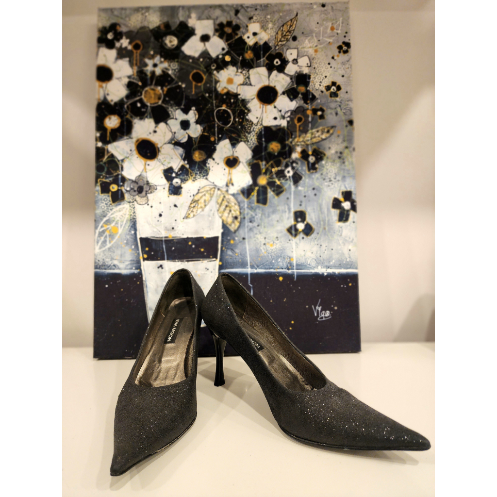 PRE LOVED Black Sparkly Pumps Boutique La Villa