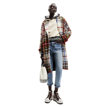 Load image into Gallery viewer, Model wearing DESIGUAL Plaid Long Coat
