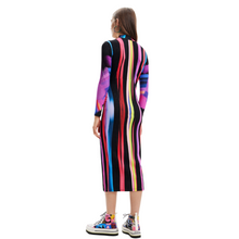 Load image into Gallery viewer, DESIGUAL Neon Striped Dress - back
