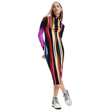Load image into Gallery viewer, DESIGUAL Neon Striped Dress
