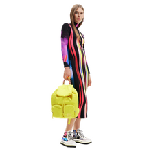 Load image into Gallery viewer, Model wearing DESIGUAL Neon Striped Dress
