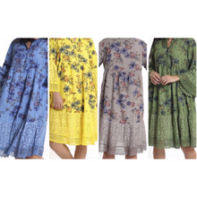 Load image into Gallery viewer, BOHEMIAN FASHIONS Floral Lace Dress - assorted colours
