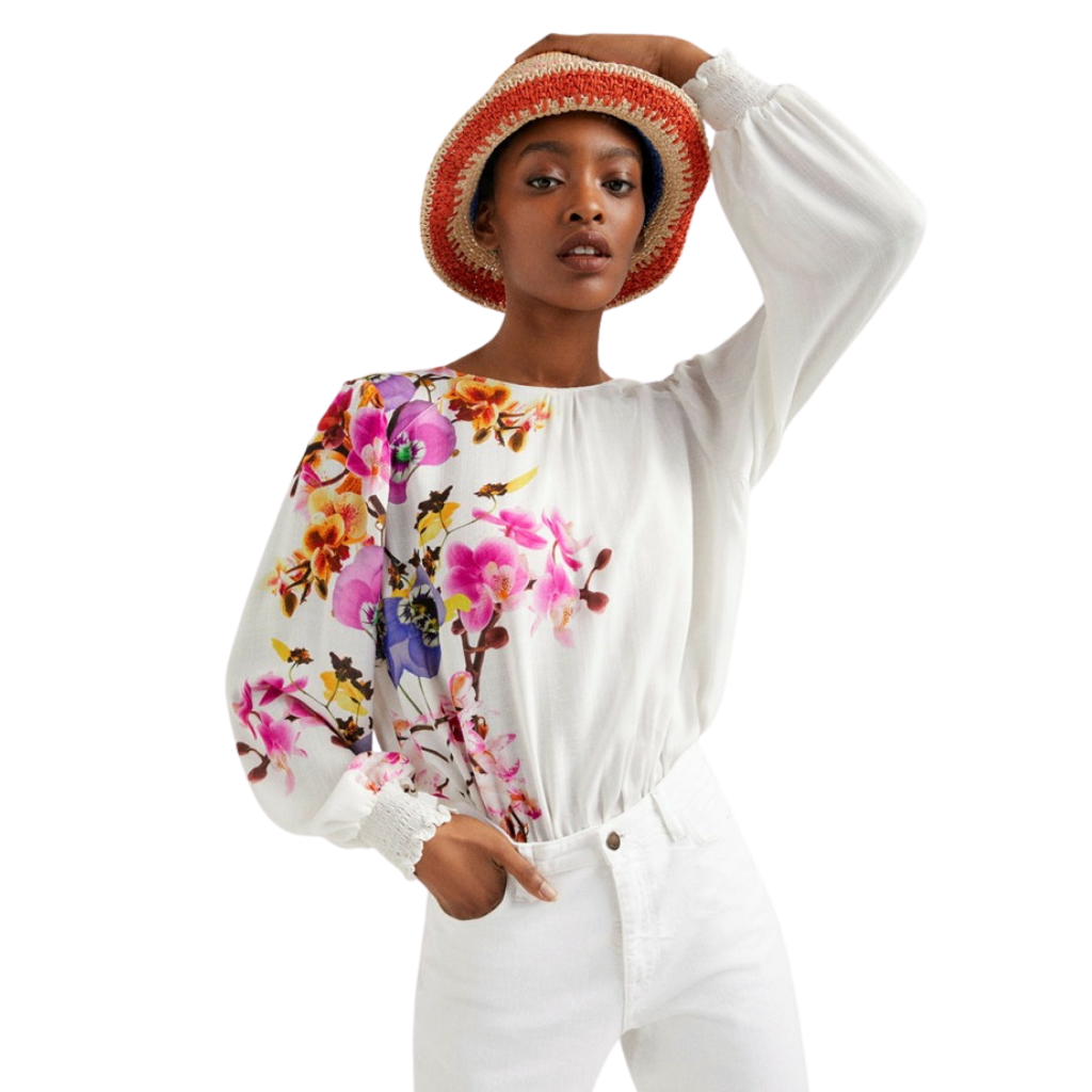 DESIGUAL White Floral Bodysuit